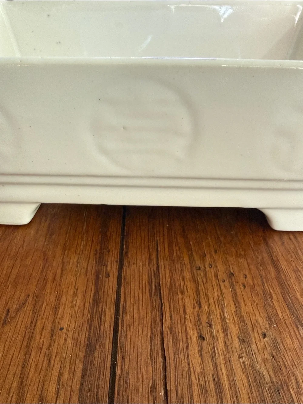 Vintage Cream Ceramic Rectangular Footed Planter/Catchall Tray